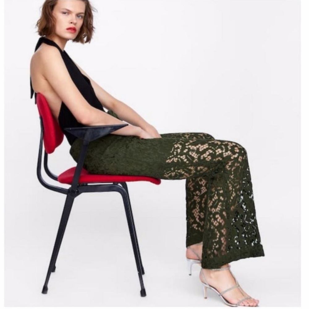 Zara Black and Olive Wide Leg Jumpsuit